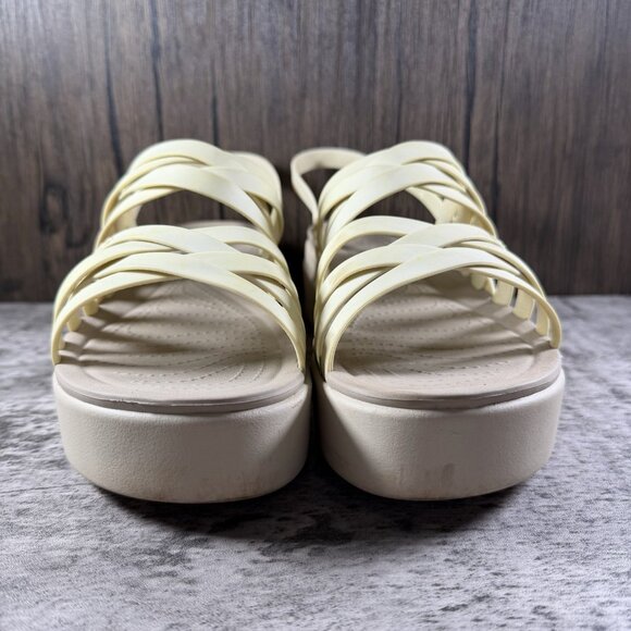 CROCS Brooklyn Strappy Beige Wedge Sandals Women's Size 10 - Picture 5 of 9